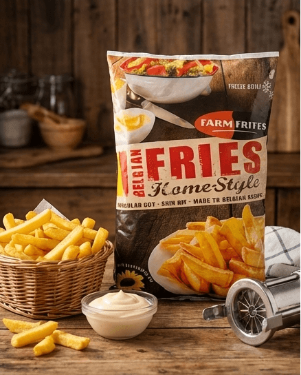 Frytki belgijskie Farm Frites Home Style z sosem – propozycja podania