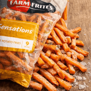 Mrożone frytki z batatów przed przygotowaniem – struktura produktu