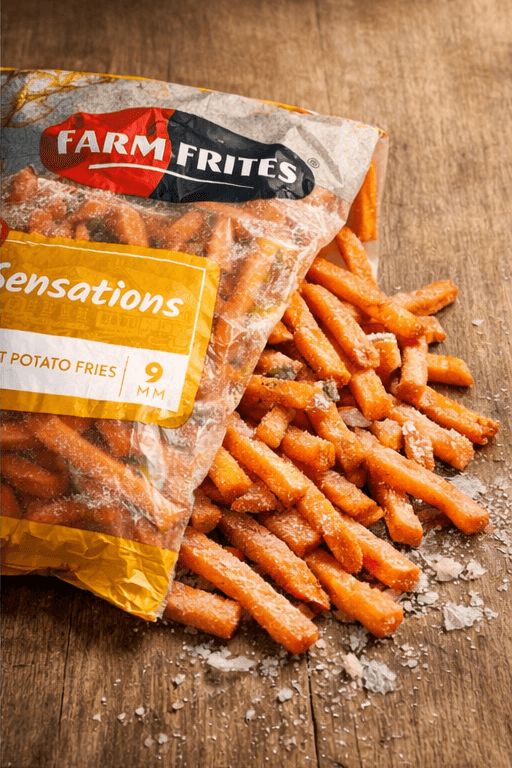 Mrożone frytki z batatów przed przygotowaniem – struktura produktu